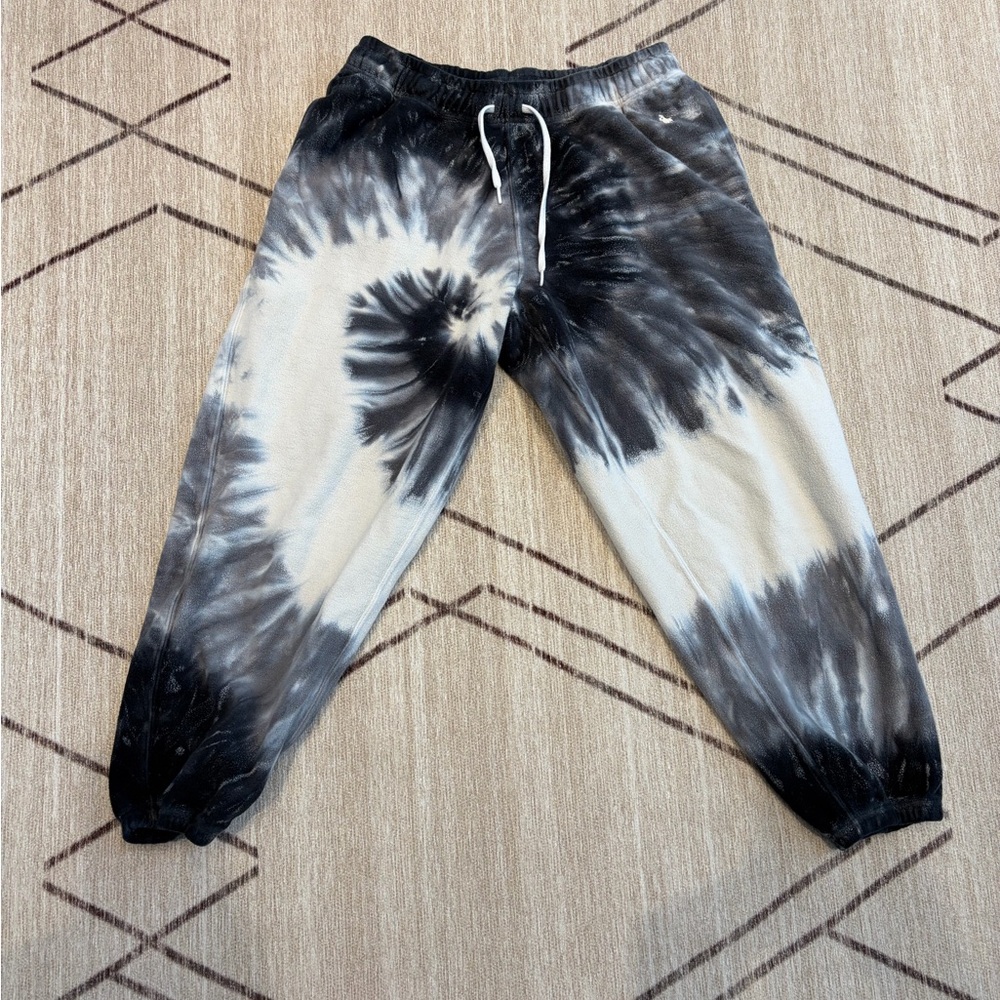 Polo Ralph Lauren Navy Cream Tie Dye Cropped Joggers M Pony
